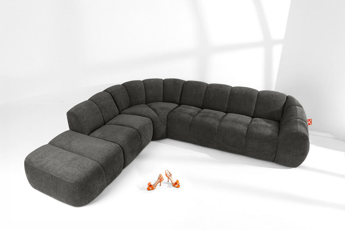 ECKSOFA LINKS FLAVA, Graphitfarben - Graphitfarben, Holz/Holzwerkstoff (310/274cm) - KONSIMO®