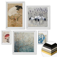 WANDBILDER 5er-Set - 50x50 cm & 20x30 cm & 40x60 cm Weißer Rahmen - Japanische Kraniche Landschaft - Weiß, Kunststoff (40/60cm) - ArtPrintCave