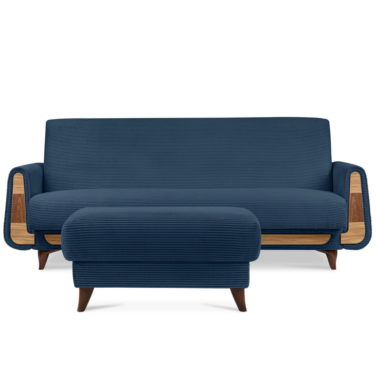 HOCKER GUSTAVO II, Marineblau - Braun/Dunkelblau, Holz/Holzwerkstoff (92/49/92cm) - KONSIMO®