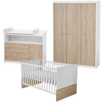 BABYZIMMER-SET Gabriella mit breiter Wickelkommode, 3-teilig - Multicolor, Holzwerkstoff (76/80/142cm) - Roba