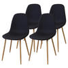 STUHL FANO Stoffbezug Metallbeine Holzoptik 4er Set Schwarz - Schwarz, Textil/Metall (44/87/47cm) - Albatros