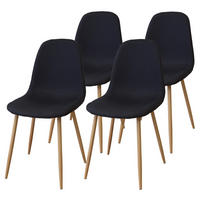 STUHL FANO Stoffbezug Metallbeine Holzoptik 4er Set Schwarz - Schwarz, Textil/Metall (44/87/47cm) - Albatros