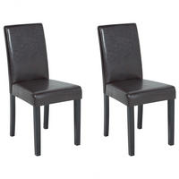 ESSZIMMERSTUHL 2er-Set Kunstleder Dulkelbraun Broadway - Braun, Holz/Textil (42/93/59cm) - Beliani