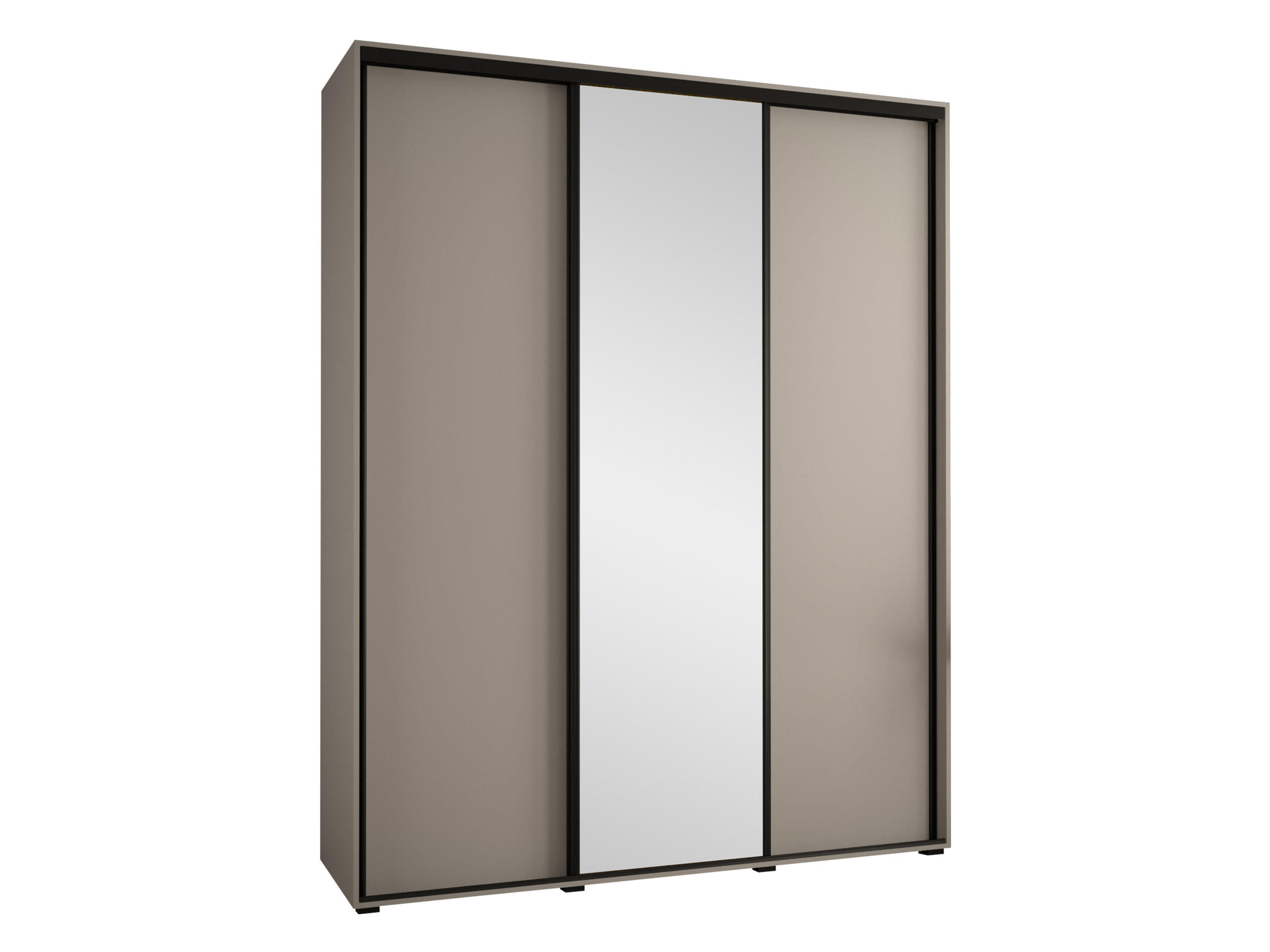 KLEIDERSCHRANK Dakota 3 200 cm - Beige/Schwarz, Holzwerkstoff/Kunststoff (200/235/60cm) - MIRJAN24