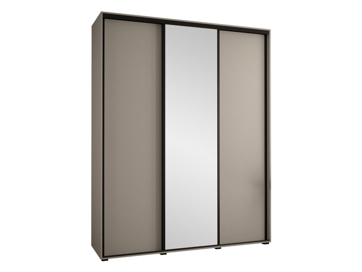 KLEIDERSCHRANK Dakota 3 200 cm - Beige/Schwarz, Holzwerkstoff/Kunststoff (200/235/60cm) - MIRJAN24