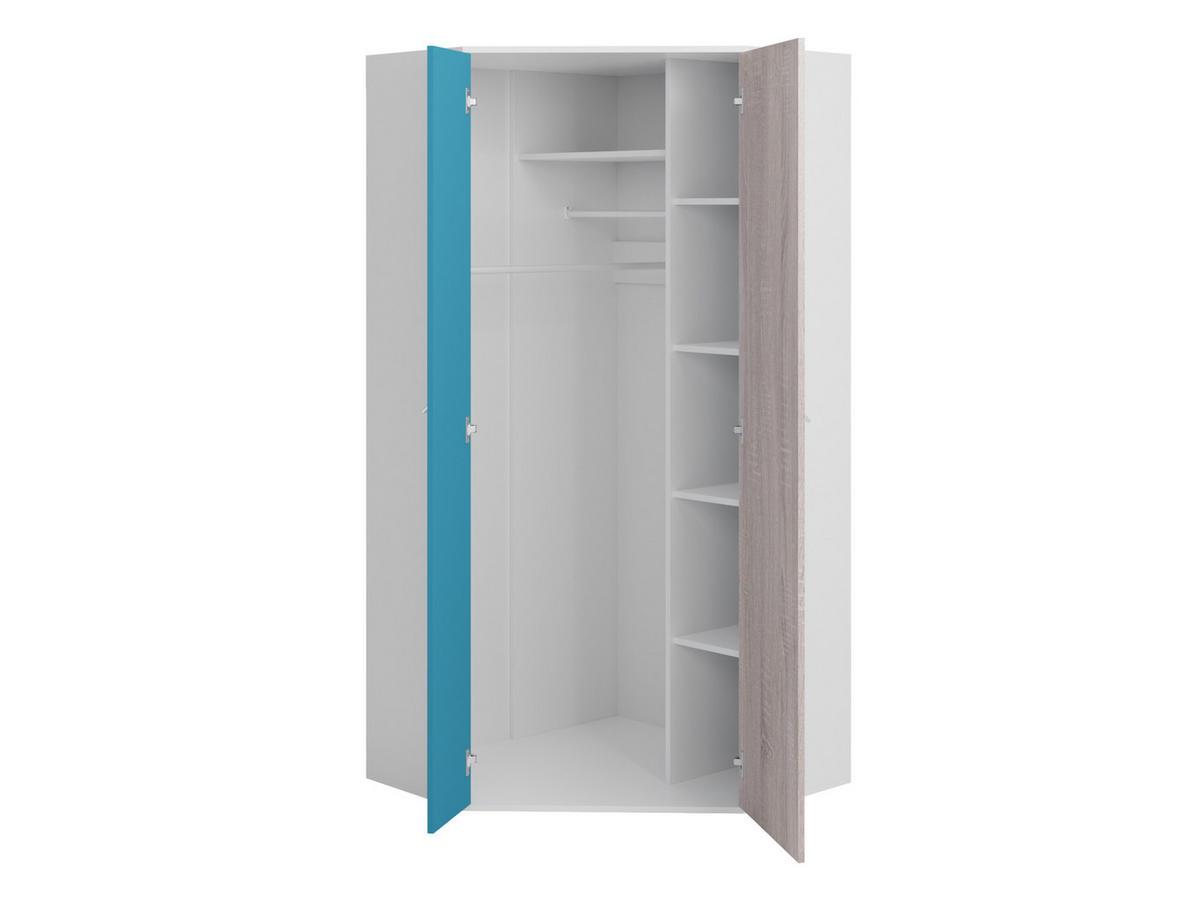 ECKKLEIDERSCHRANK Planet 02 L / P - Eichefarben/Schwarz, Holzwerkstoff (90/190/90cm)