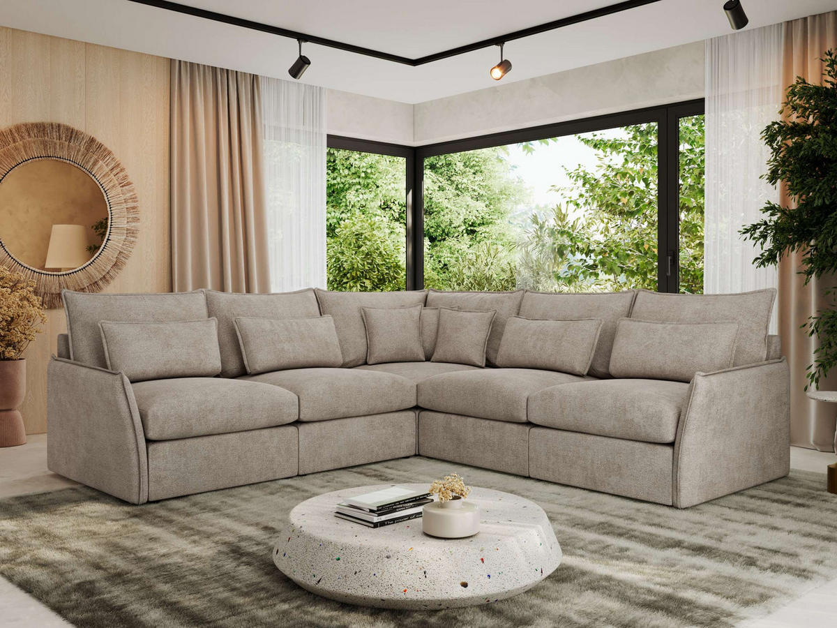 ECKSOFA VERSO L Beige Struktur - Beige/Schwarz, Kunststoff/Textil (270/270cm) - MKS
