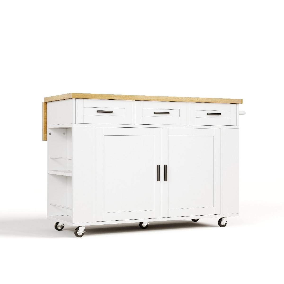 KÜCHENINSEL auf Rollen mit klappbarer Arbeitsplatte und Steckdose, Holzoptik, 120/70/84 cm - Naturfarben, Kunststoff (70/84/120cm) - Rolipo