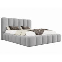 POLSTERBETT MELLOW 140x200 cm in Hellgrau, gepolstertes Kopfteil, Lattenrost, Bettkasten, Velvet-Stoff - Grau, Holz/Textil (140/200cm) - EMLAR Home