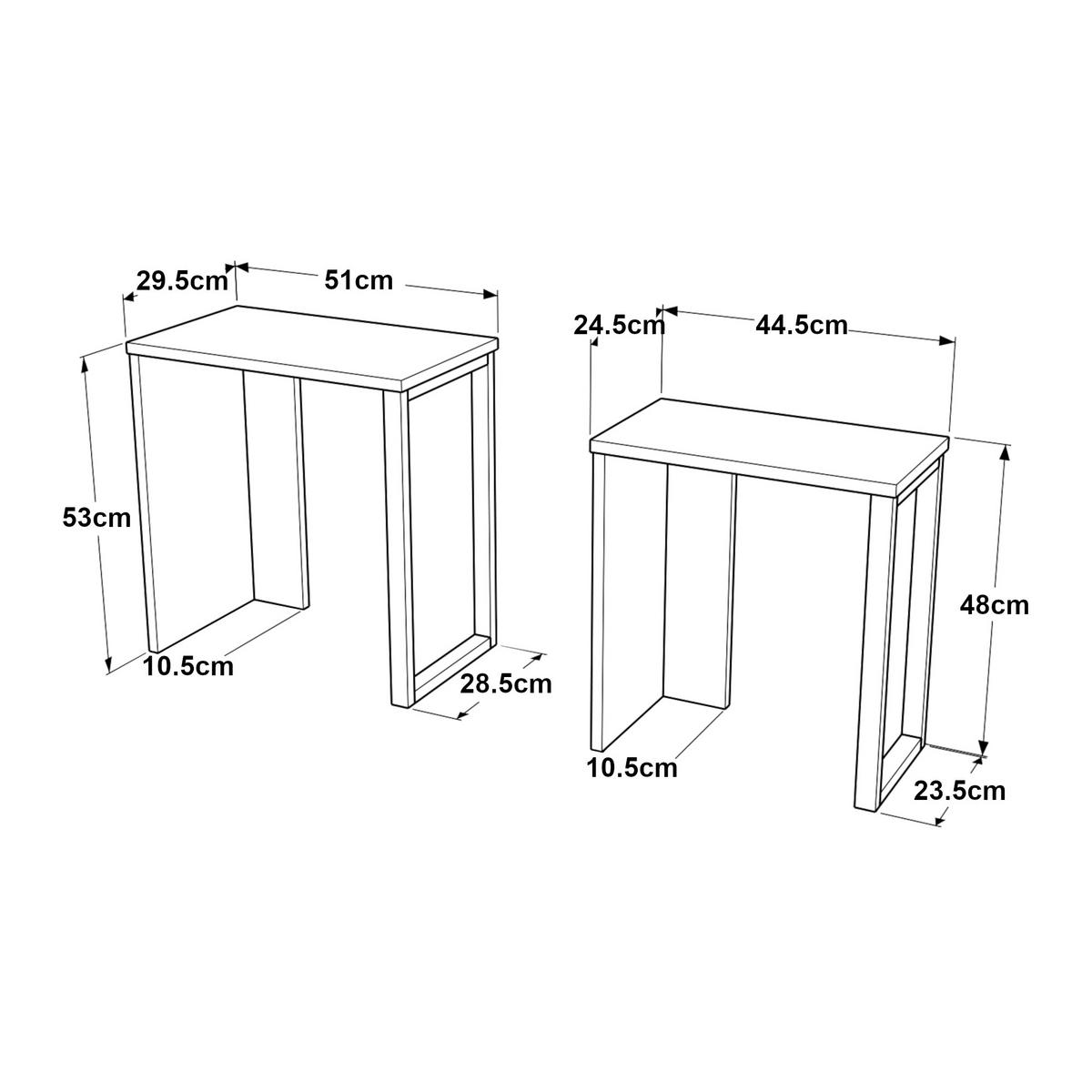SATZTISCH-SET 2 TLG. Vesanto - Eichefarben/Schwarz, Holzwerkstoff/Metall (51/29.5/53cm) - [en.casa]