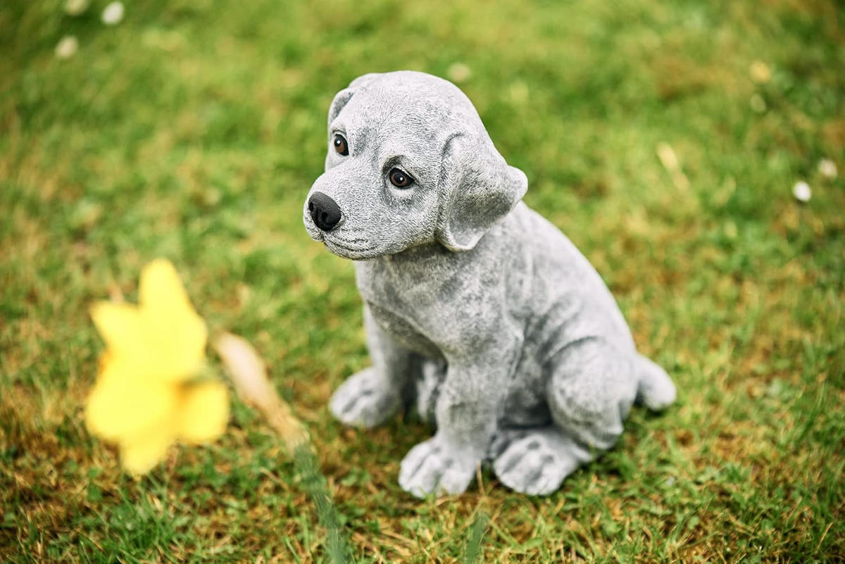 STEINFIGUR Rottweiler Welpe frostfest wetterfest Steinguss - Grau, Stein (15/25/20cm) - stoneandstyle