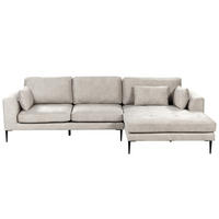 3-SITZER-ECKSOFA Samtstoff Hellgrau rechtsseitig Flam - Hellgrau, Textil (275/158cm) - Beliani