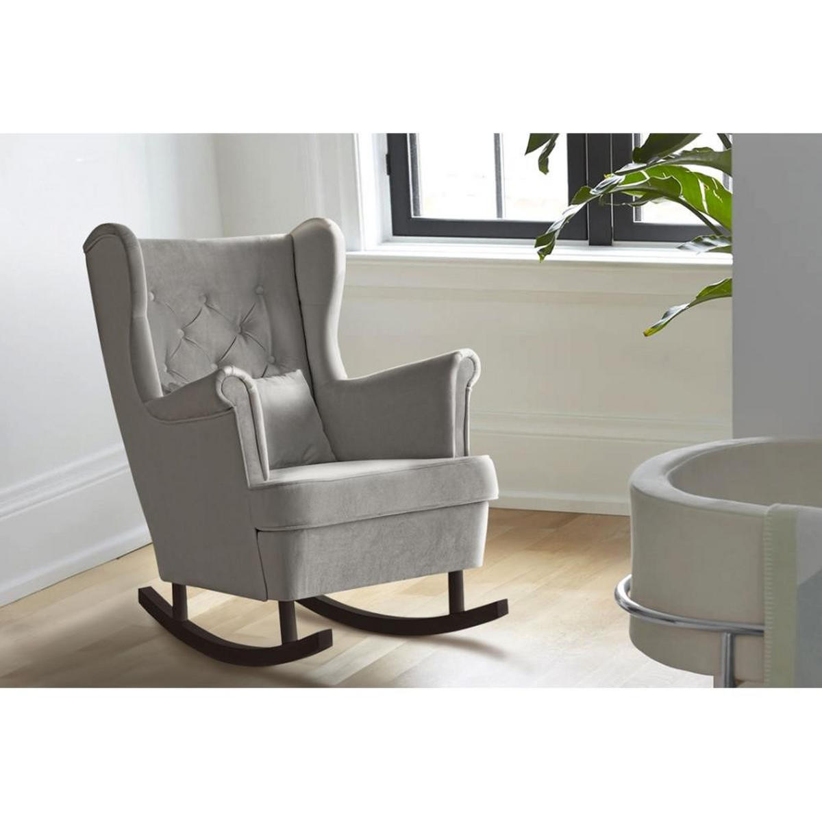 SCHAUKELSTUHL Fabio beige mit Wenge Beinen - Wengefarben/Beige, Textil (82/103/108cm) - Beautysofa