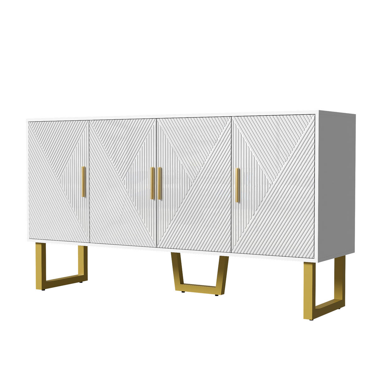 SIDEBOARD 4-türig 150 x 40 x 82 cm Weiß mit verstellbaren Regalböden - Weiß, Holzwerkstoff (150/82/40cm) - Meubliv