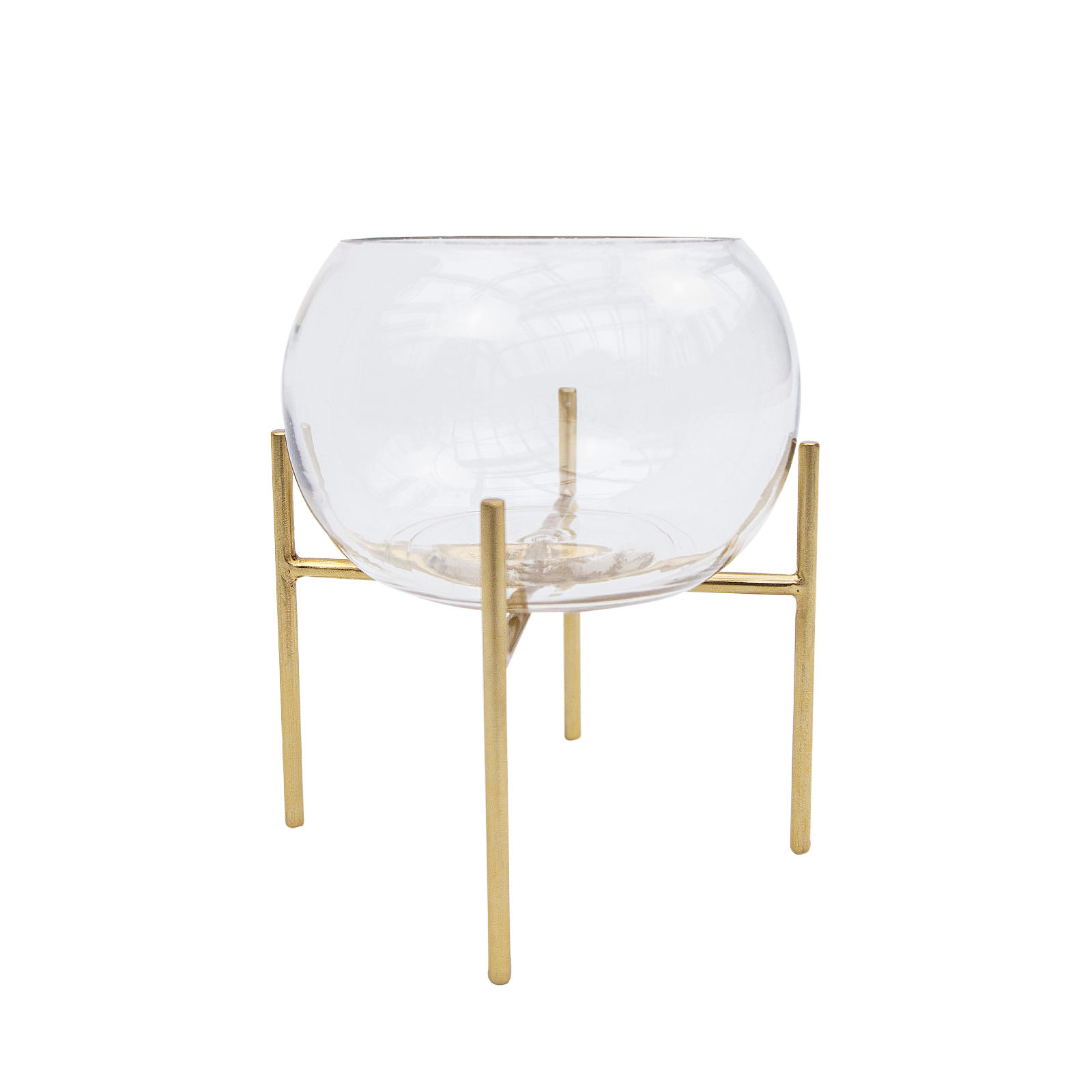 VASE Arzu aus Glas & Eisen in Gold 18/23 cm - Goldfarben, Glas (23cm) - LaLe Living