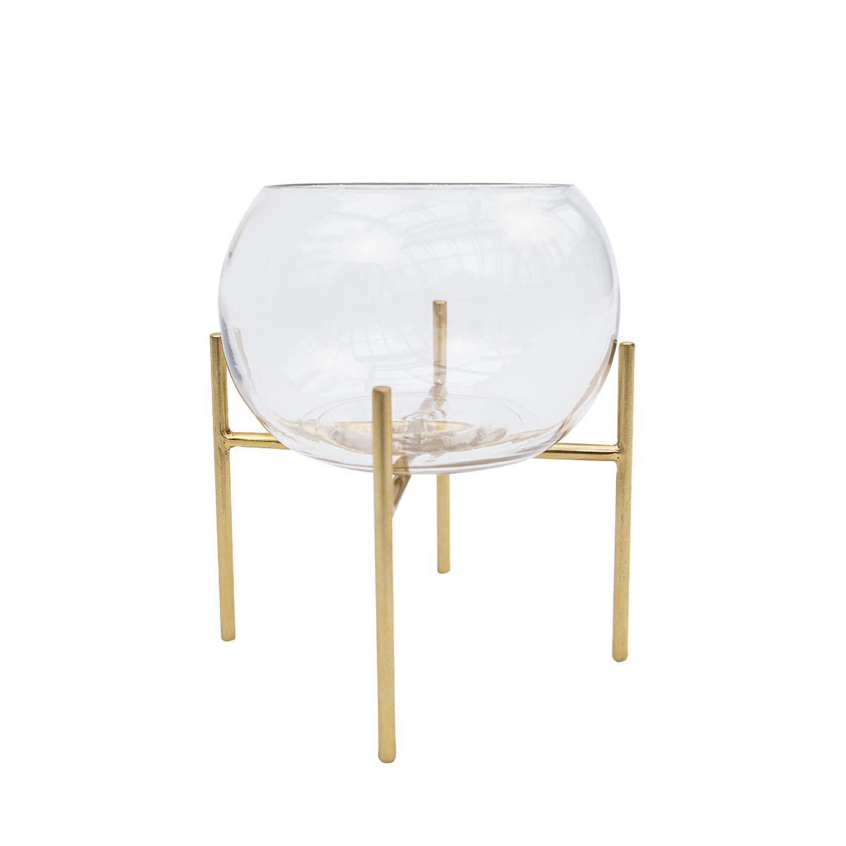 VASE Arzu aus Glas & Eisen in Gold 18/23 cm - Goldfarben, Glas (23cm) - LaLe Living