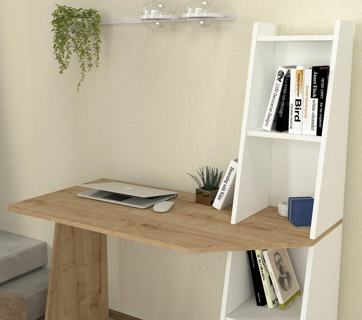 SCHREIBTISCH Emery Weiß Saphir - Beige/Weiß, Holzwerkstoff (60/120/74cm) - moebel17