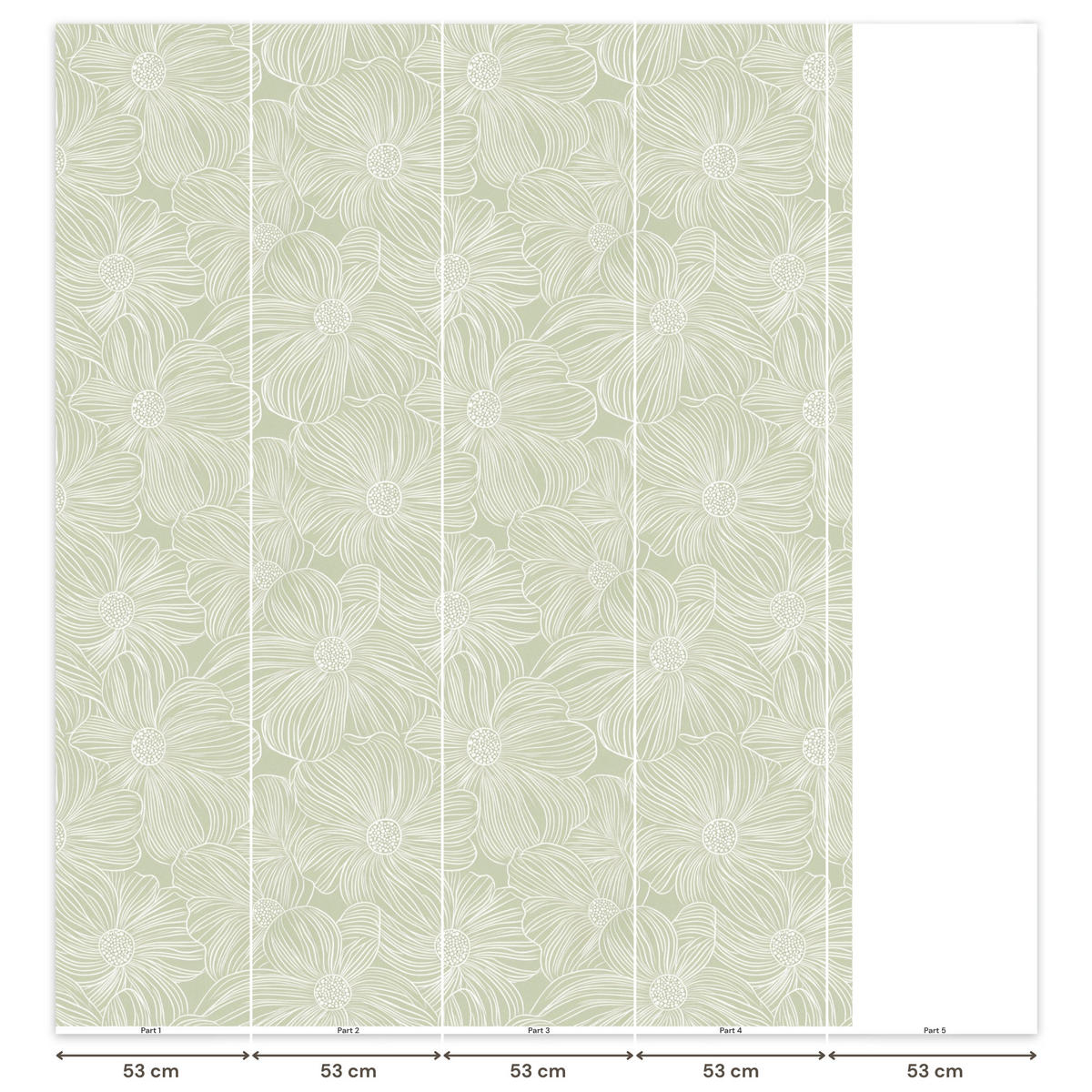 TAPETE - Gelassenheit - Blumen - Grün - 240x280 cm - Salbeigrün, Papier (240/280cm) - OnlyWow