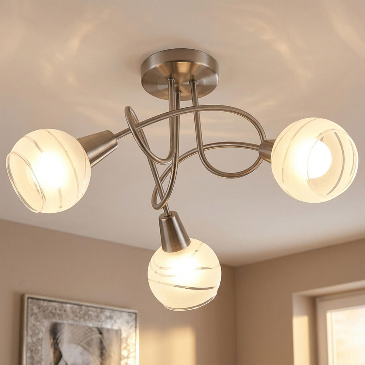 LED DECKENLEUCHTE Metall Silber gemustert - Silberfarben, Glas (39/39/24.6cm)