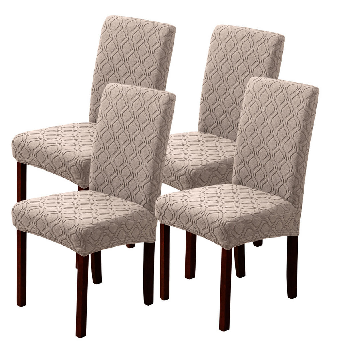 STUHLHUSSE Stretch Stuhlbezug 4 Stück - Hellbraun, Textil (18/25cm) - Coonoor