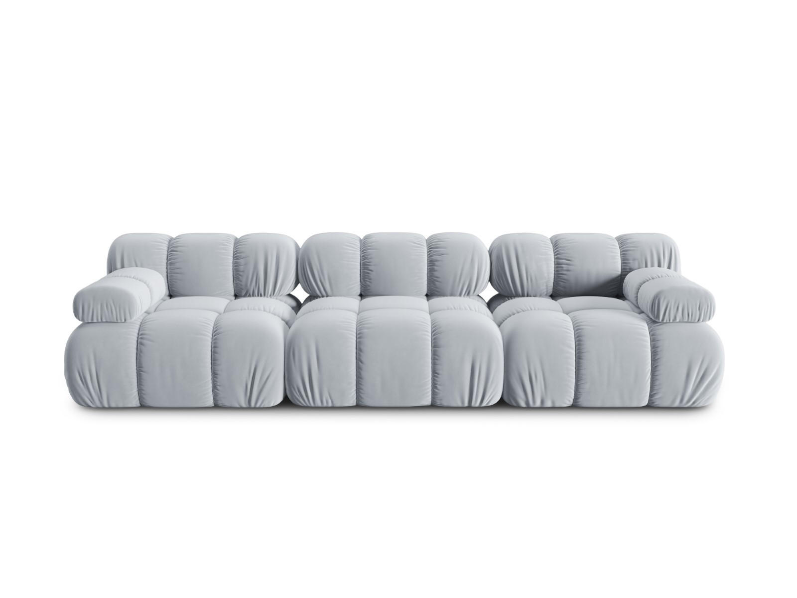 MODULARES-SOFA Bellis aus Samt hellblau 3 Sitzplätze - Hellblau, Textil (94/63/282cm) - Micadoni
