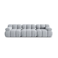 MODULARES-SOFA Bellis aus Samt hellblau 3 Sitzplätze - Hellblau, Textil (94/63/282cm) - Micadoni