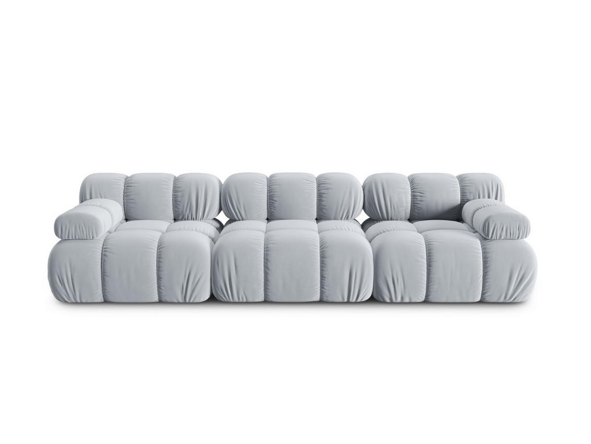 MODULARES-SOFA Bellis aus Samt hellblau 3 Sitzplätze - Hellblau, Textil (94/63/282cm) - Micadoni