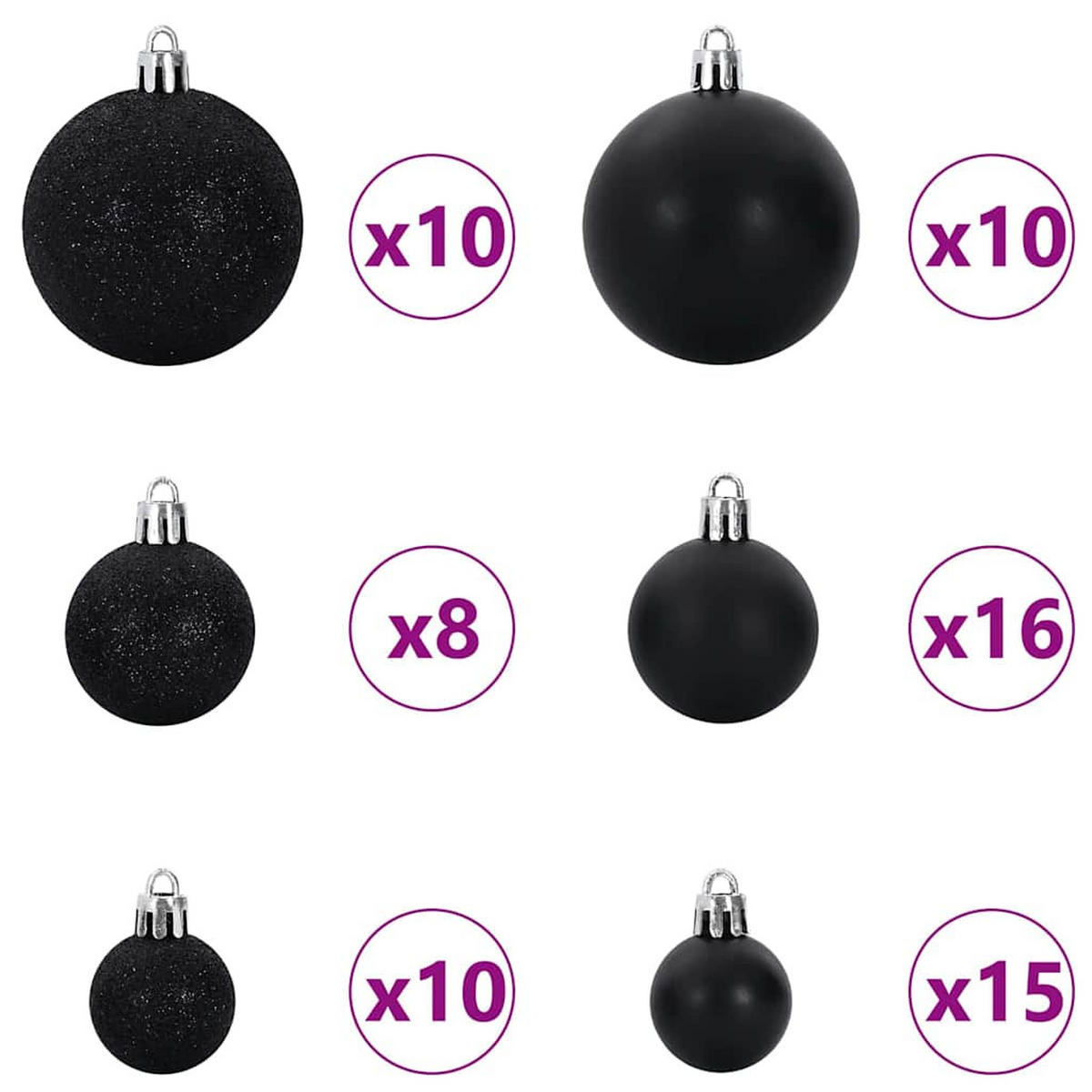 WEIHNACHTSBAUM Künstlicher Vorbeleuchteter Haltbar 115/115/180 cm Schwarz PVC - Schwarz, Kunststoff (180cm) - vidaXL