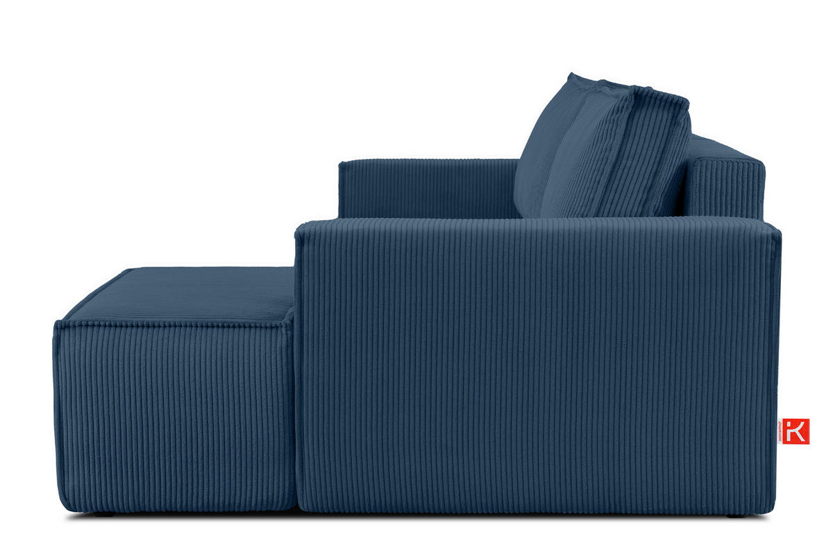 ECKSCHLAFSOFA-RECHTS NAPI in Pet Friendly Cord-Stoff, marineblau - Blau/Schwarz, Textil (262/148cm) - KONSIMO®