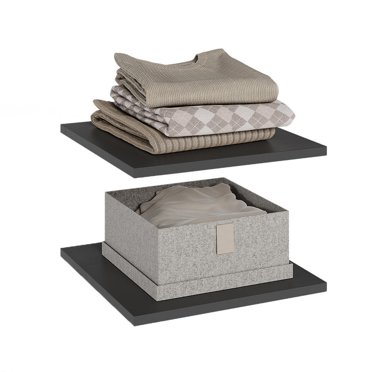 EINLEGEBODEN Claus Anthrazit 2er Set - Anthrazit, Holzwerkstoff (35.4/1.6/36.3cm) - Vicco