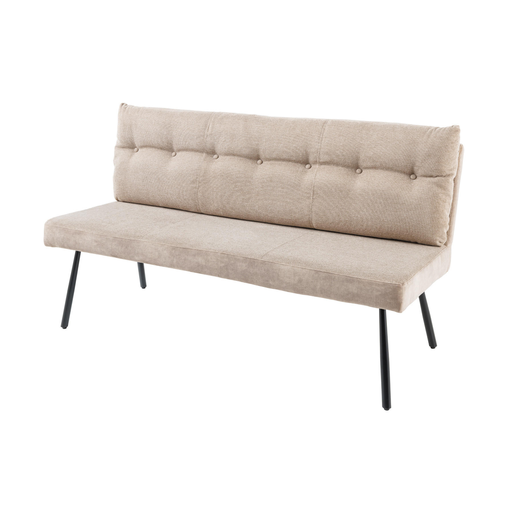 SITZBANK BIG GEORGE Samt Beige 160 cm - Beige/Schwarz, Textil/Metall (160/90/69cm) - riess-ambiente