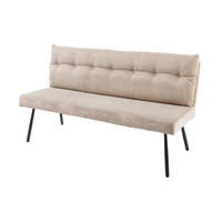 SITZBANK BIG GEORGE Samt Beige 160 cm - Beige/Schwarz, Textil/Metall (160/90/69cm) - riess-ambiente