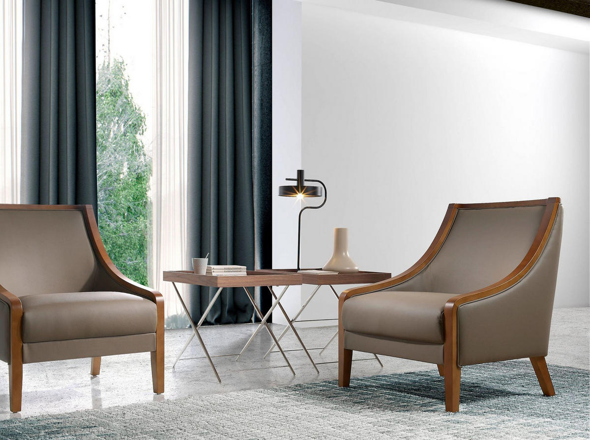 ECKTISCH Rechteckiger Ecktisch Nussbaum und verchromter Stahl 61/48/51 cm - Edelstahlfarben/Nussbaumfarben, Holz/Metall (48/61/51cm) - ANGEL CERDA