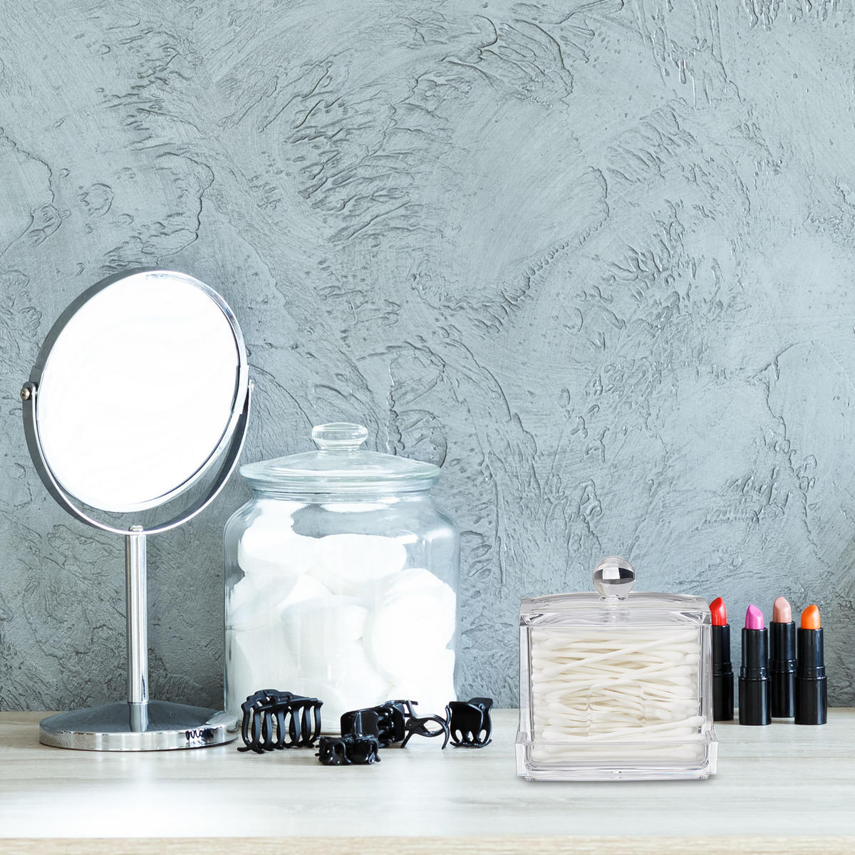 WATTESTÄBCHEN-AUFBEWAHRUNG - Transparent, Kunststoff (9/10/8cm) - Relaxdays