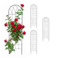 RANKGITTER Schwarz 4er-Set Stahl 150 cm - Schwarz, Metall (40/150/1cm) - Relaxdays