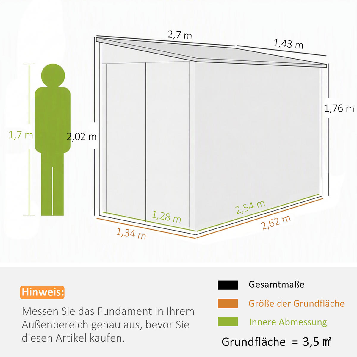 GARTENHAUS Metall Dunkelgrau - Dunkelgrau, Metall (143/202/270cm) - Outsunny