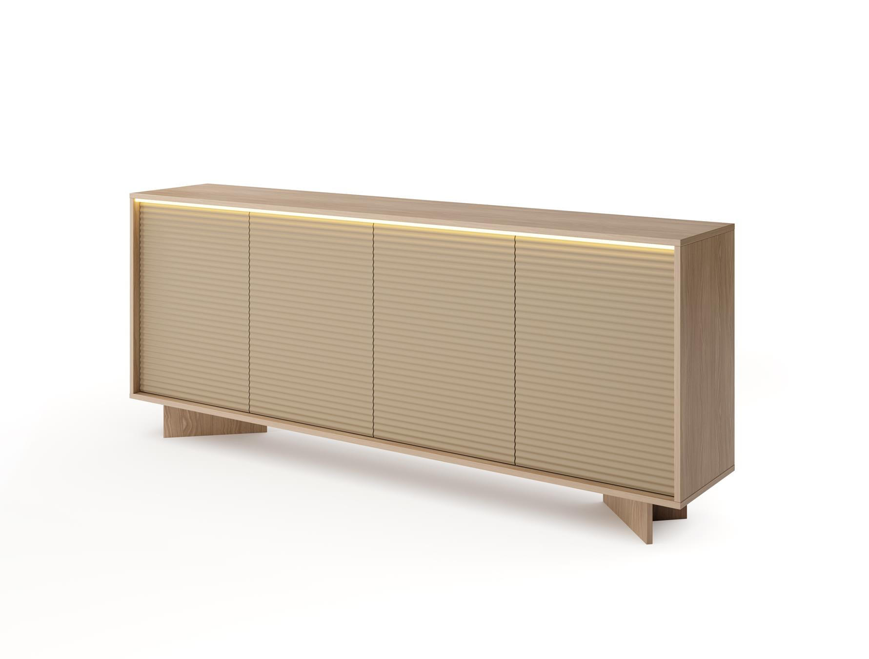 SIDEBOARD DEMI Cappuccino, Viertürig Breite Kommode mit LED-Beleuchtung - Cappuccino, Holzwerkstoff (204/84/40cm) - Bettso