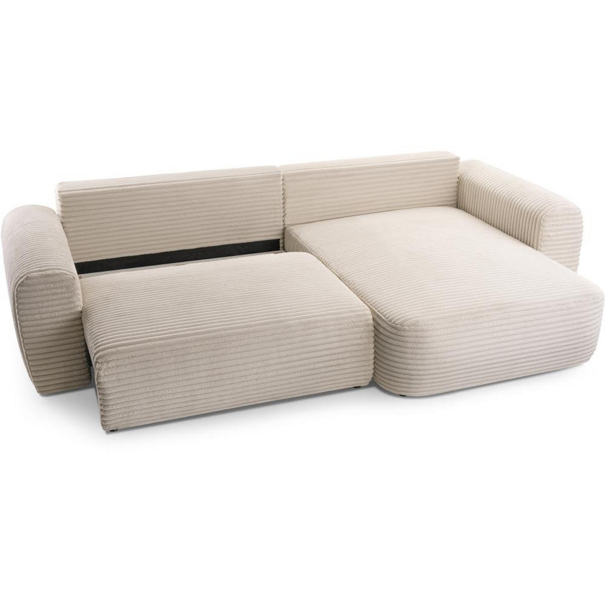 ECKSCHLAFSOFA Harmonia Beige rechts - Beige/Schwarz, Textil (297/169cm) - Beautysofa