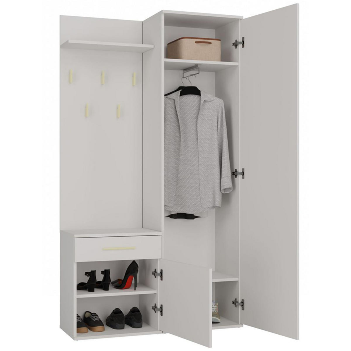 FLURMÖBEL-SET Duvio Greige - Taupe/Silberfarben, Holzwerkstoff/Kunststoff (100/35/180cm) - Selsey