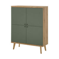 HIGHBOARD Salbei grün, Eiche Evoke, skandinavisch 107 cm, Kommode mit viel Stauraum - Salbeigrün/Eichefarben, Holz/Holzwerkstoff (107/134/40cm) - Furn.Design