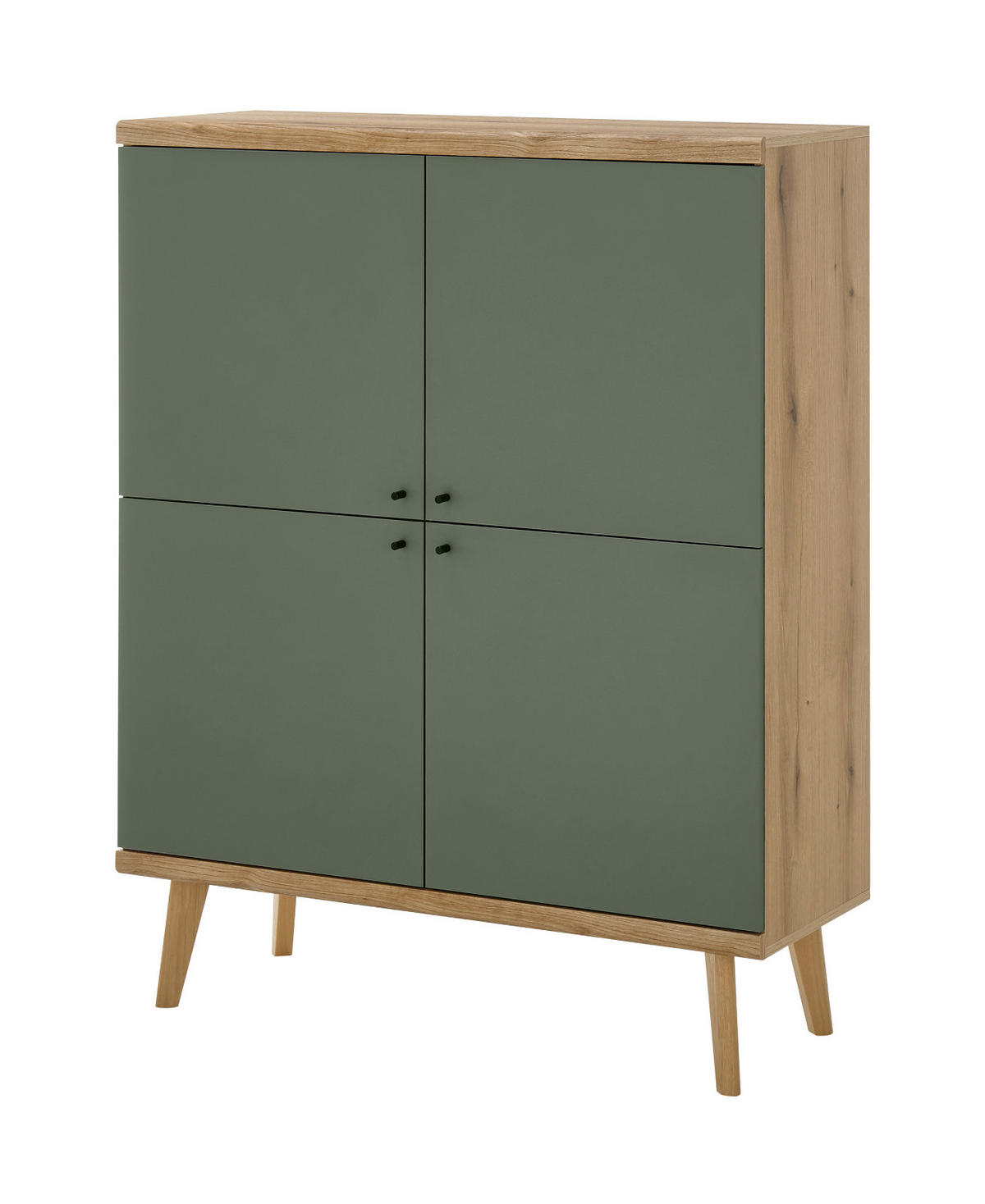 HIGHBOARD Salbei grün, Eiche Evoke, skandinavisch 107 cm, Kommode mit viel Stauraum - Salbeigrün/Eichefarben, Holz/Holzwerkstoff (107/134/40cm) - Furn.Design