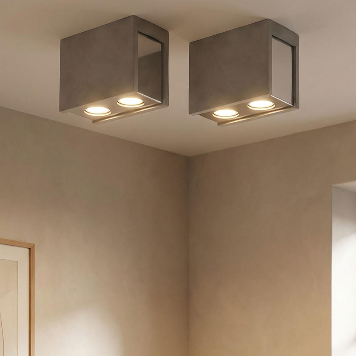 DECKENLEUCHTE TIMO Metall Grau 2-flammig 2er Set - Grau, Stein (18/10/14.7cm) - Globo Lighting