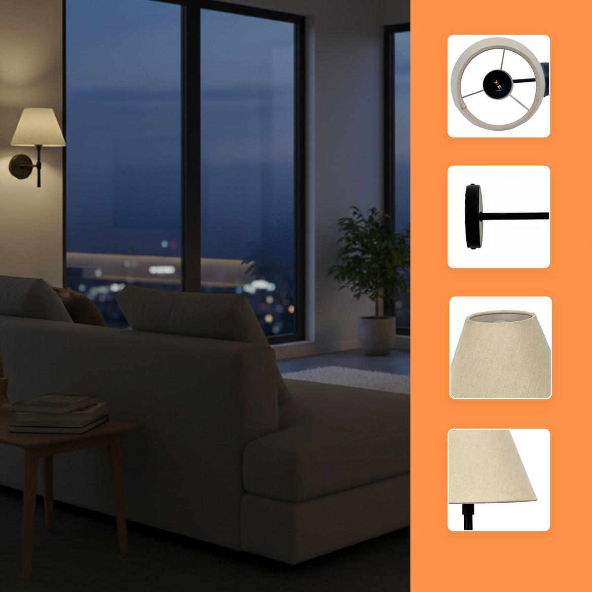 WANDLAMPE - Multicolor, Textil/Metall (27/32.5/27cm) - Relaxdays