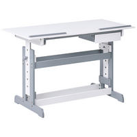 SCHREIBTISCH manuell höhenverstellbar 110/53 cm Weiß Nannup - Hellgrau/Weiß, Holzwerkstoff (53/110/63cm) - Beliani