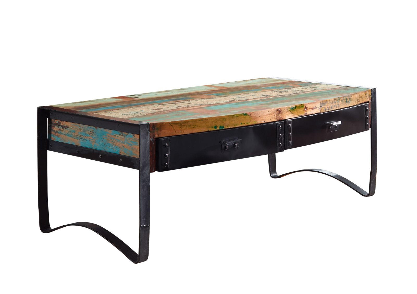 COUCHTISCH Altholz 120x60x45 mehrfarbig lackiert INDUSTRIAL #48 - Multicolor, Holz (120/60/45cm) - Massivmoebel24