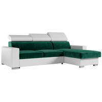 ECKSOFA FOX-L Dunkelgrün/Weiß - Dunkelgrün/Silberfarben, Kunststoff/Textil (242/168cm) - MKS