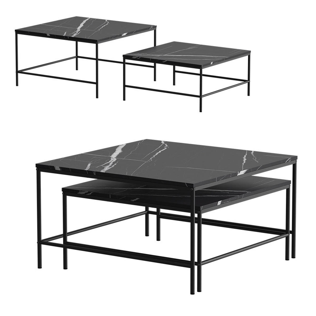 COUCHTISCH-SET Ramio Schwarz 80 x 80 cm 2 Teile - Schwarz, Holzwerkstoff (80/80/45cm) - Vicco