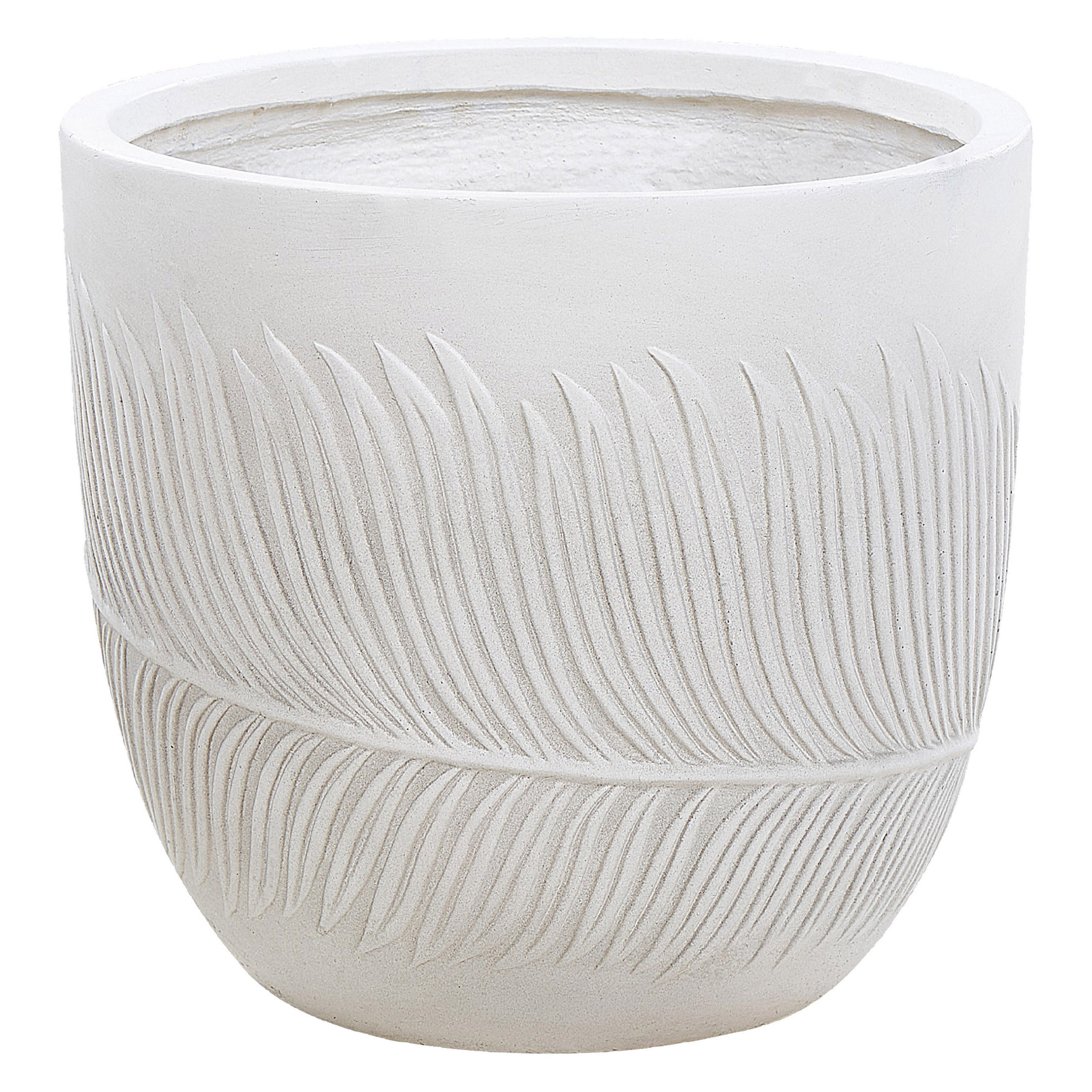 BLUMENTOPF cremeweiß rund 35/35/33 cm Ftero - Weiß, Naturmaterialien (33cm) - Beliani