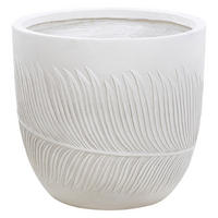 BLUMENTOPF cremeweiß rund 35/35/33 cm Ftero - Weiß, Naturmaterialien (33cm) - Beliani