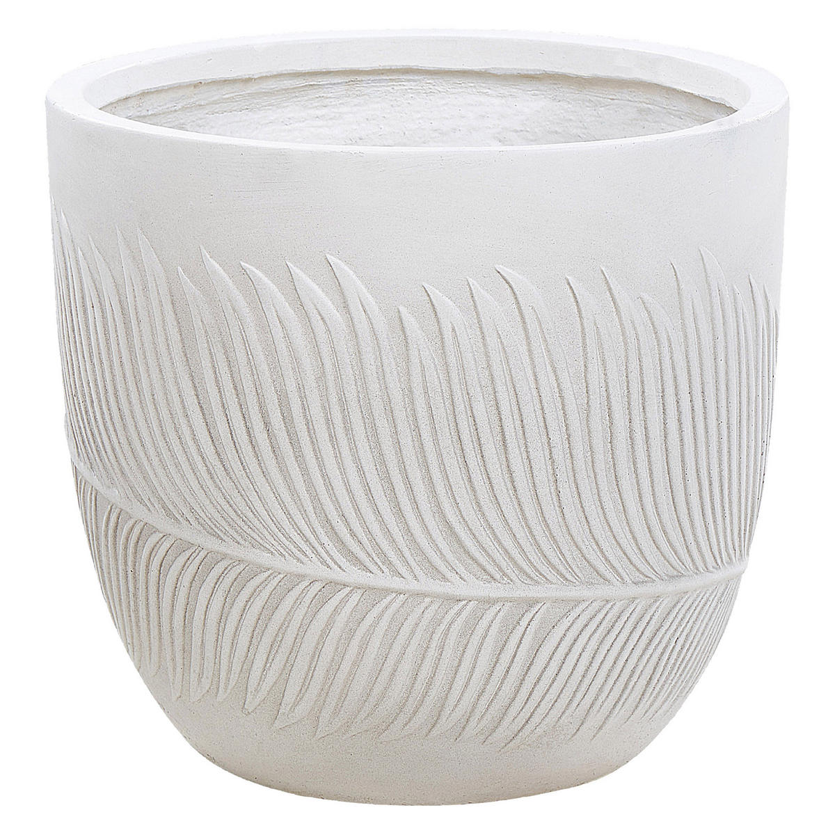 BLUMENTOPF cremeweiß rund 35/35/33 cm Ftero - Weiß, Naturmaterialien (33cm) - Beliani